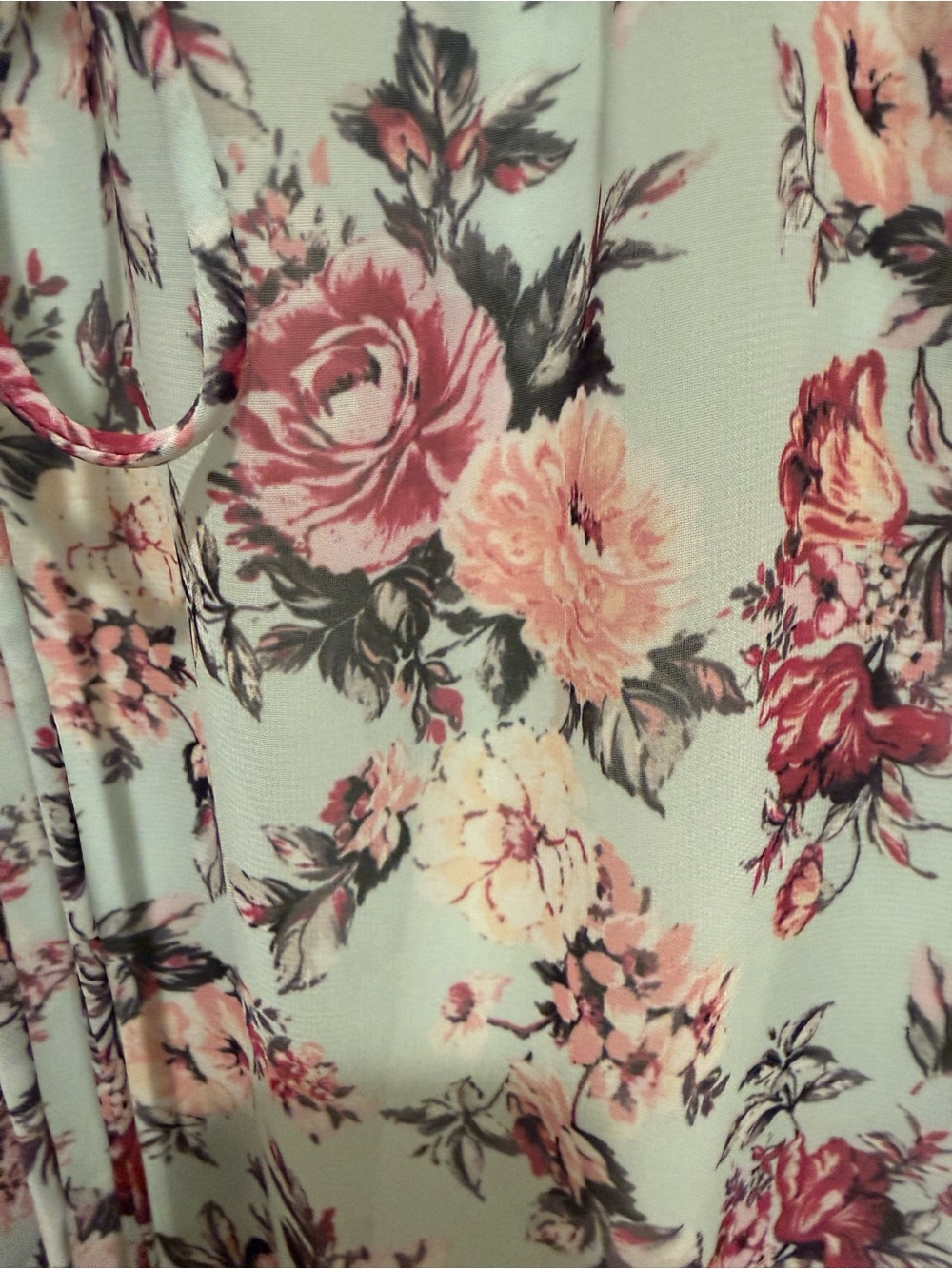 Pink Lily Light Blue Floral Midi Dress with Pink Rose Print - Picture 4 of 9
